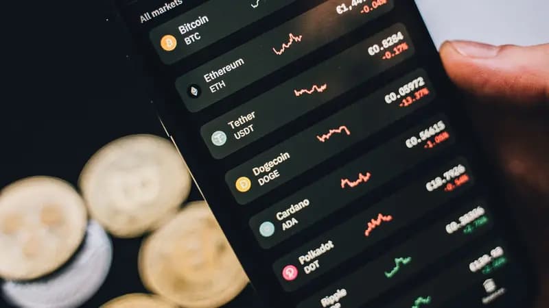A cryptocurrency trading chart displayed on a screen