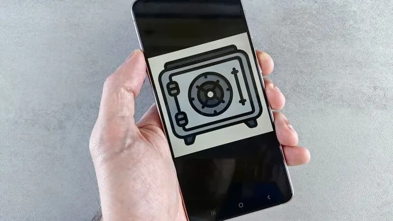 Smartphone screen displaying a safe or vault security app