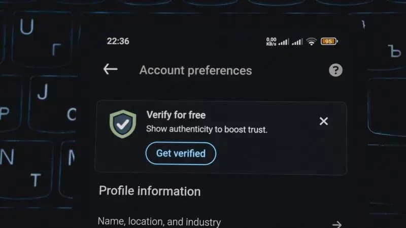 Smartphone screen showing an account verification security alert