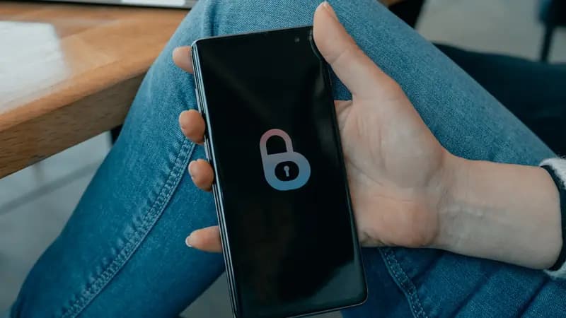 An Android phone showing a padlock on its screen