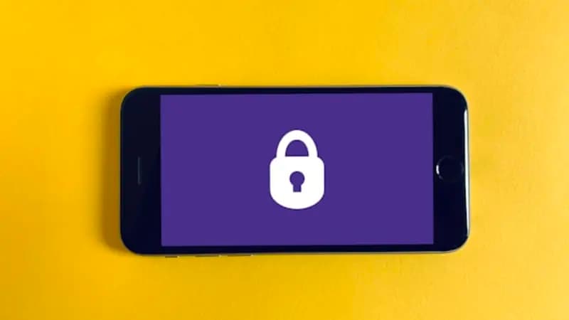A smartphone showing a padlock