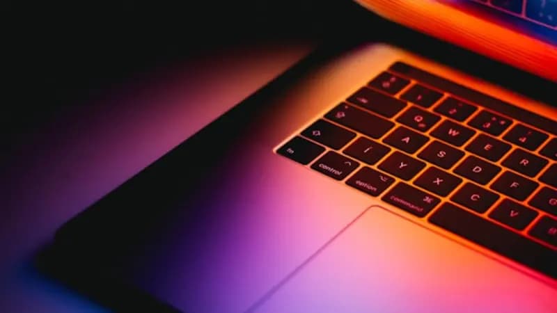 A close-up of a MacBook keyboard